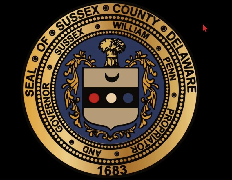 The Sussex County seal is a colorized version of the original seal developed by William Penn, who created seals for each county. SUSSEX COUNTY GRAPHIC